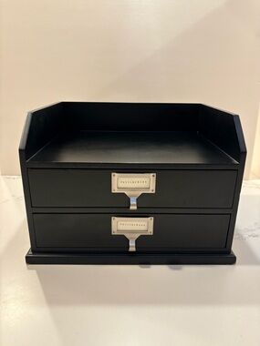 Pottery Barn Bedford Two Drawer Desk Organizer Black Office Storage Organization